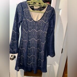 Elegant Navy Lace Dress